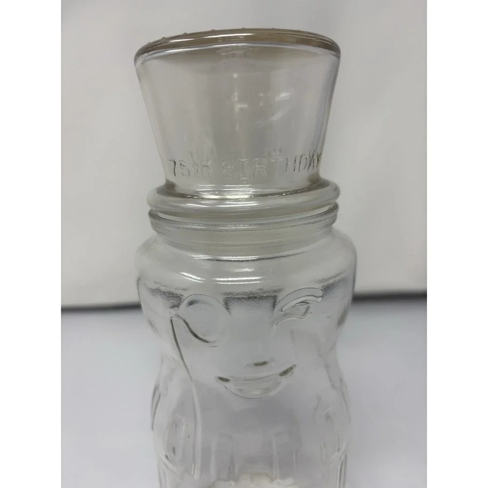 Vintage‎ 1991 Mr Peanut Planters Clear Glass Jar With Lid Canister Anniversary